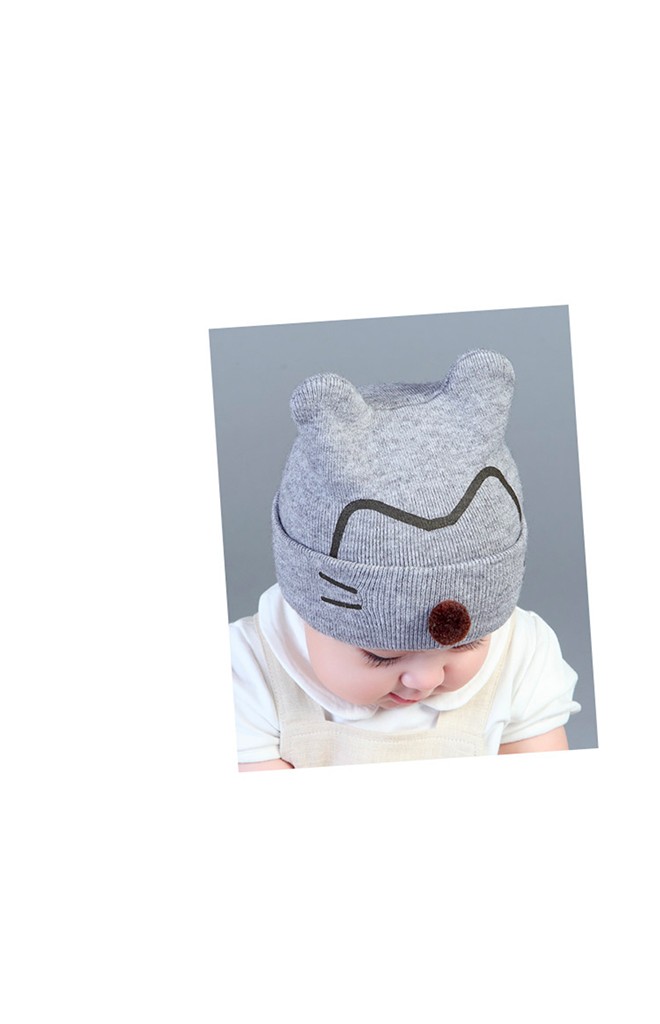 หมวกไหมพรมหน้าแมวน้อยแต่งจมูกกลม DANDY BEBE