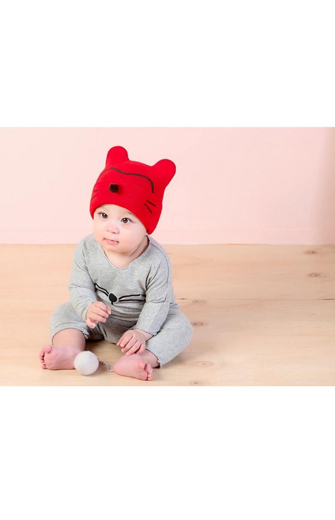 หมวกไหมพรมหน้าแมวน้อยแต่งจมูกกลม DANDY BEBE
