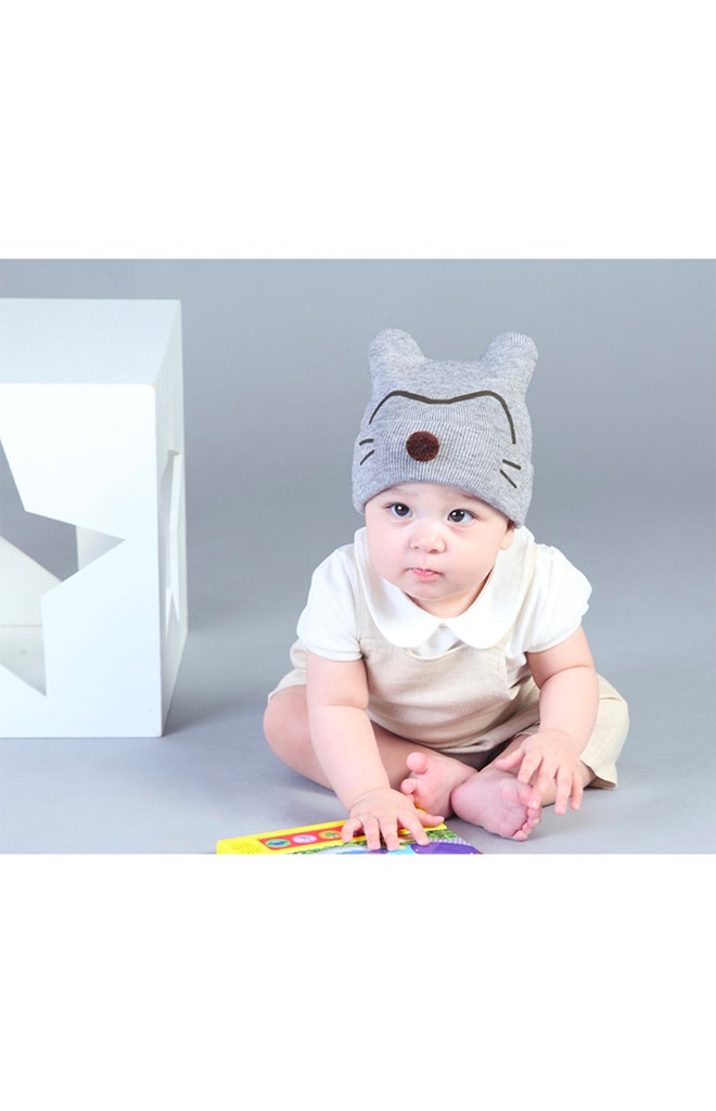 หมวกไหมพรมหน้าแมวน้อยแต่งจมูกกลม DANDY BEBE