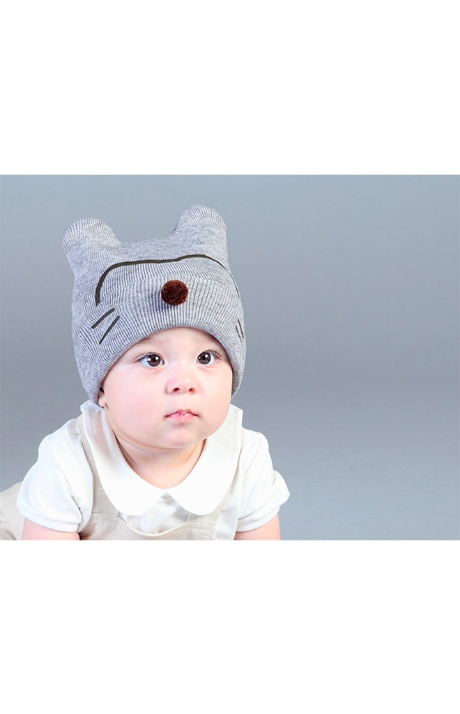 หมวกไหมพรมหน้าแมวน้อยแต่งจมูกกลม DANDY BEBE