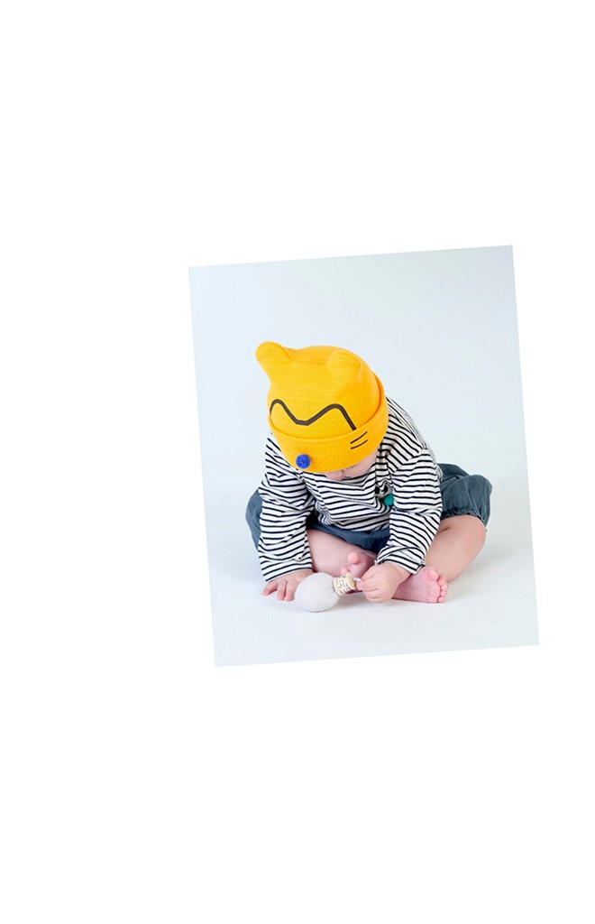หมวกไหมพรมหน้าแมวน้อยแต่งจมูกกลม DANDY BEBE