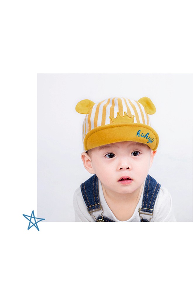 หมวกแก๊ปลายทางปักมงกุฎแต่งหูน่ารัก KUKUJI