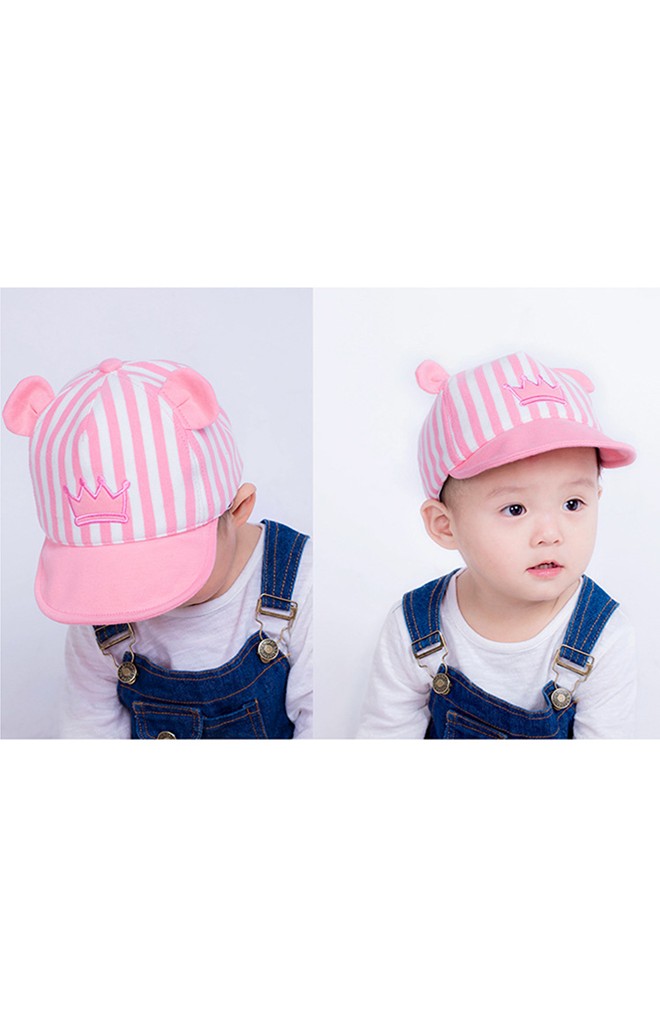 หมวกแก๊ปลายทางปักมงกุฎแต่งหูน่ารัก KUKUJI