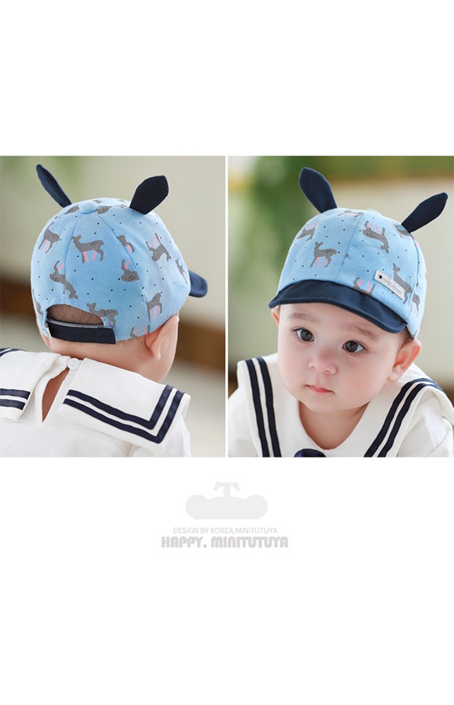 หมวกแก๊ปลายกวางแต่งหูเล็กน่ารัก TUTUYA