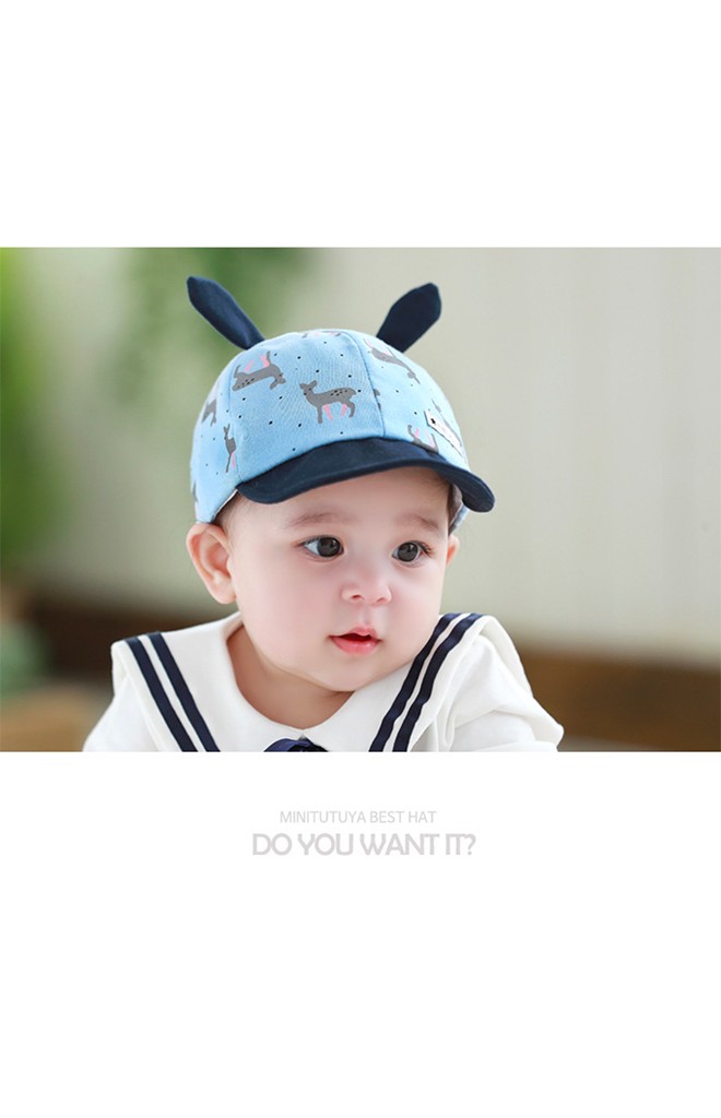 หมวกแก๊ปลายกวางแต่งหูเล็กน่ารัก TUTUYA