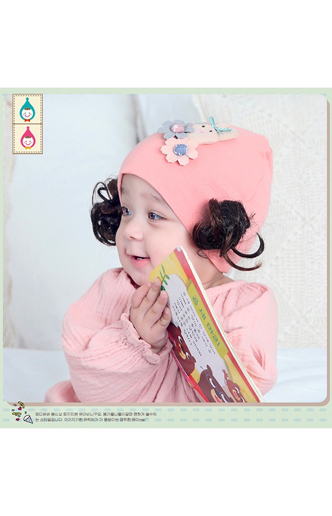 หมวกปอยผมแต่งดอกไม้และกระต่าย TIANYIBEAR