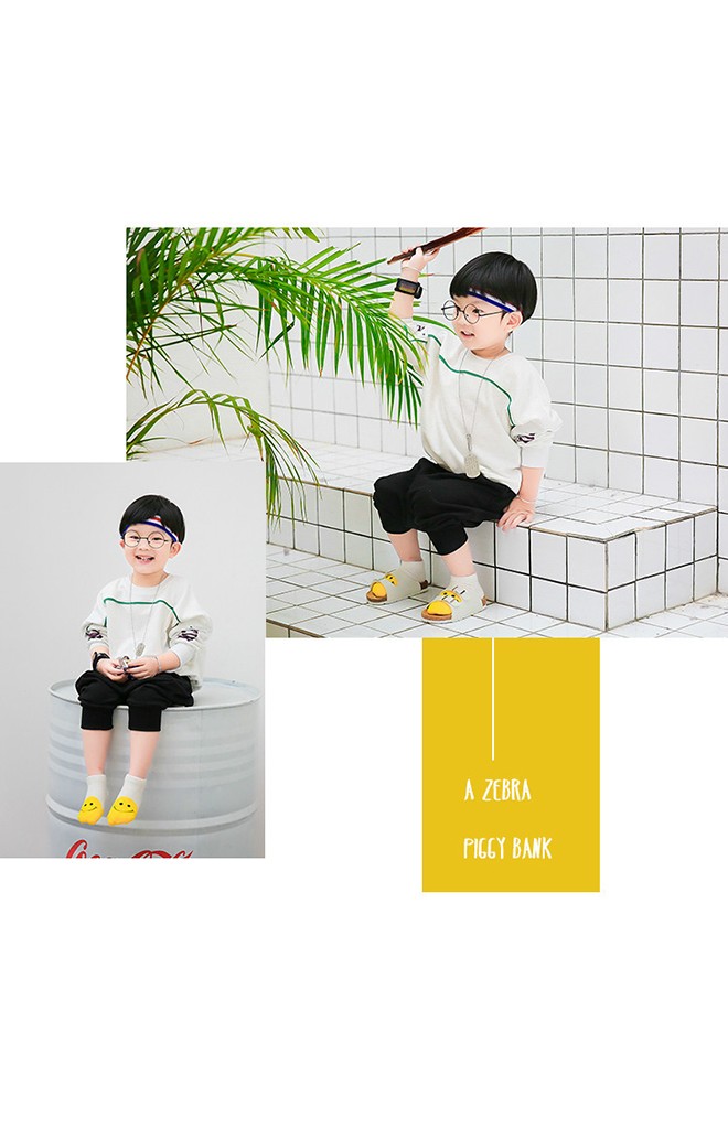 เซ็ตถุงเท้าเด็กแพ็ค 5 คู่ ปลายเท้าเหลืองลายหน้ายิ้ม