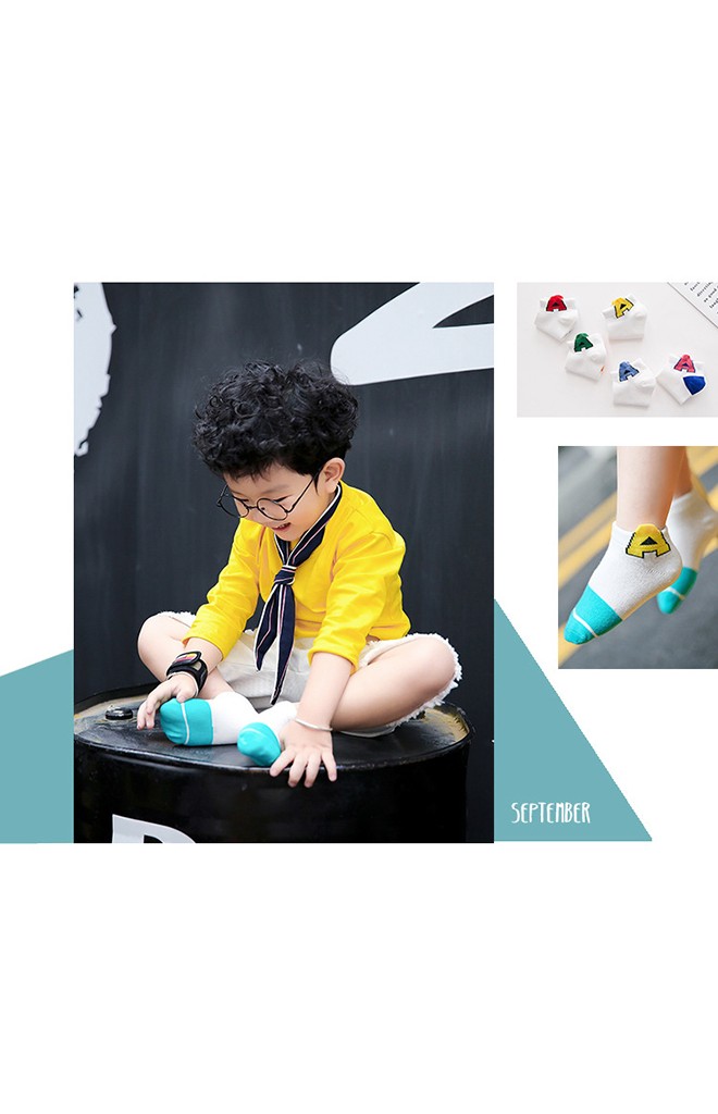 เซ็ตถุงเท้าเด็กแพ็ค 5 คู่ ลายอักษร A