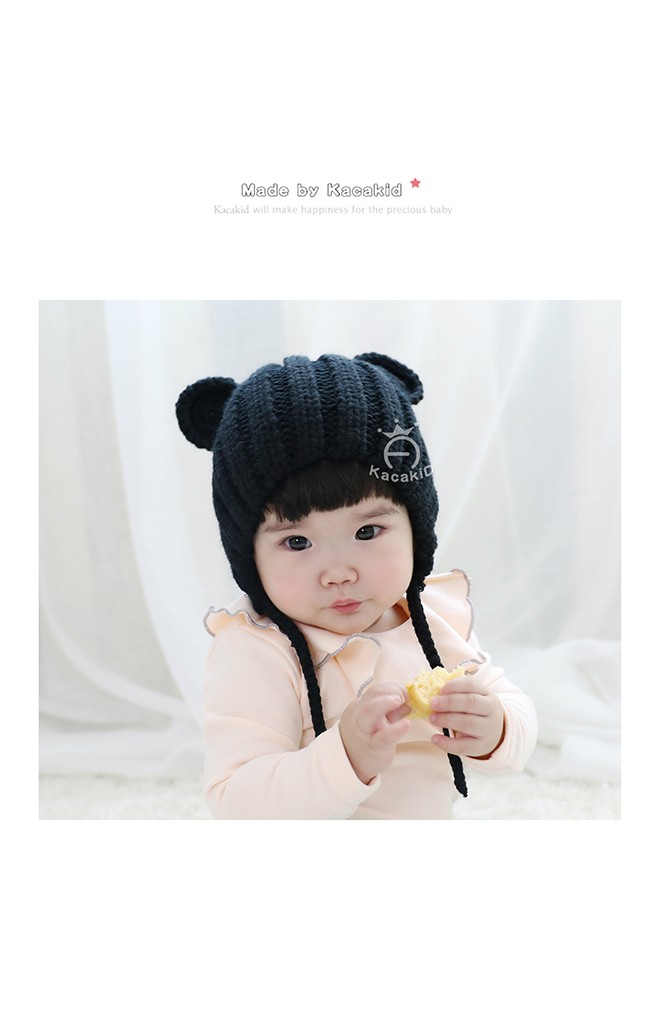 หมวกไหมพรมเด็กแต่งหูมิกกี้น่ารัก