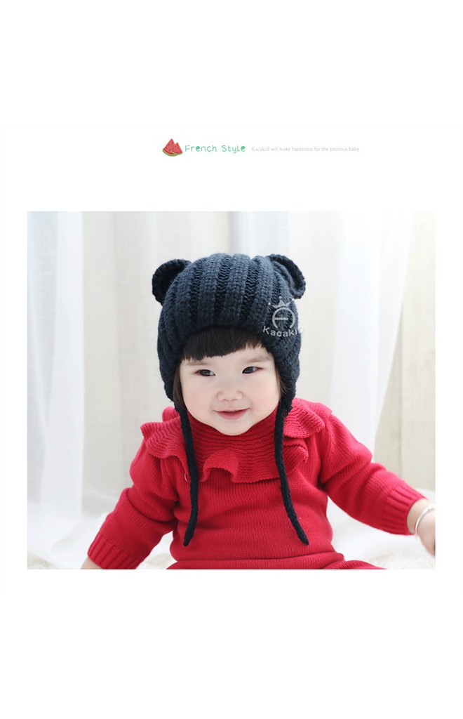 หมวกไหมพรมเด็กแต่งหูมิกกี้น่ารัก