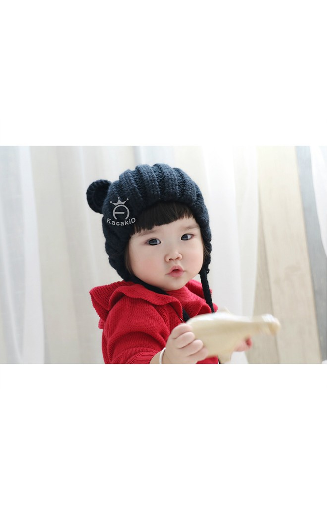 หมวกไหมพรมเด็กแต่งหูมิกกี้น่ารัก