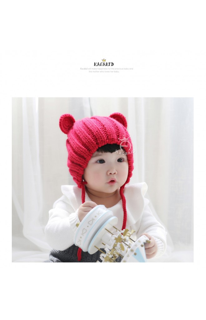 หมวกไหมพรมเด็กแต่งหูมิกกี้น่ารัก