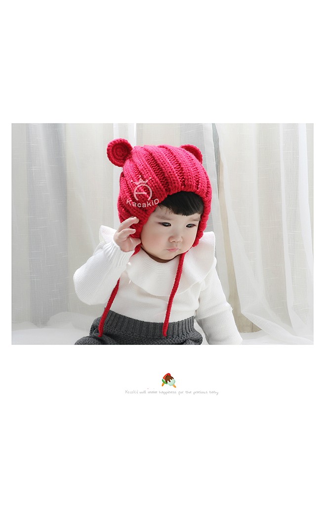 หมวกไหมพรมเด็กแต่งหูมิกกี้น่ารัก