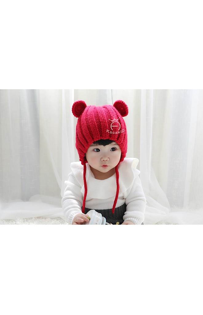 หมวกไหมพรมเด็กแต่งหูมิกกี้น่ารัก