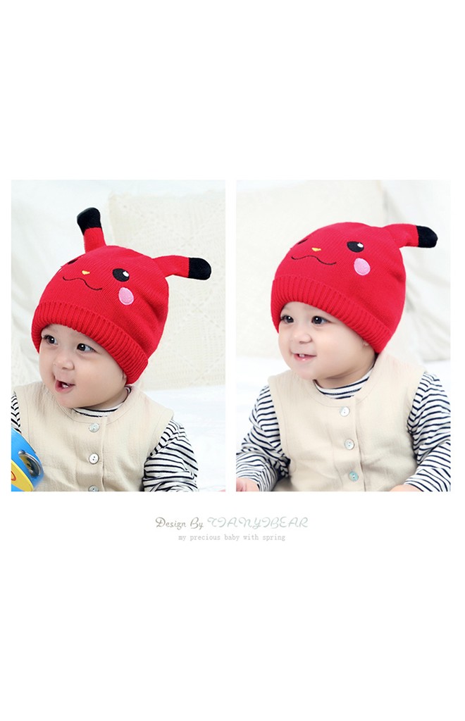 หมวกไหมพรมเด็กหน้าการ์ตูนปิกาจู TIANYIBEAR