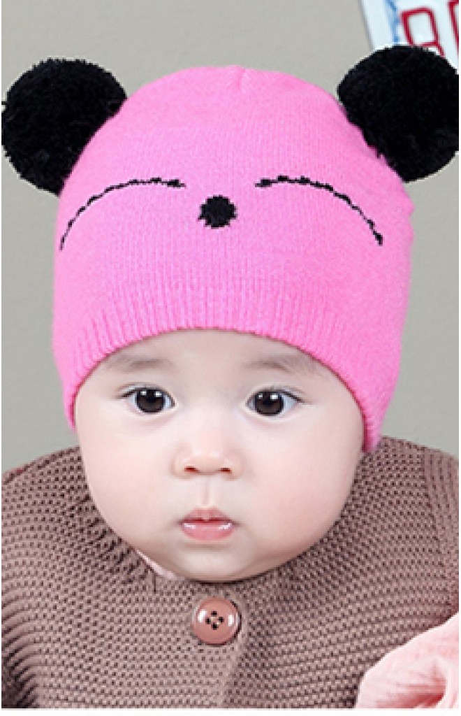 หมวกไหมพรมหมีน้อยแต่งหูปอมปอม TIANYIBEAR หมวกไหมพรมหมีน้อยแต่งหูปอมปอม TIANYIBEAR