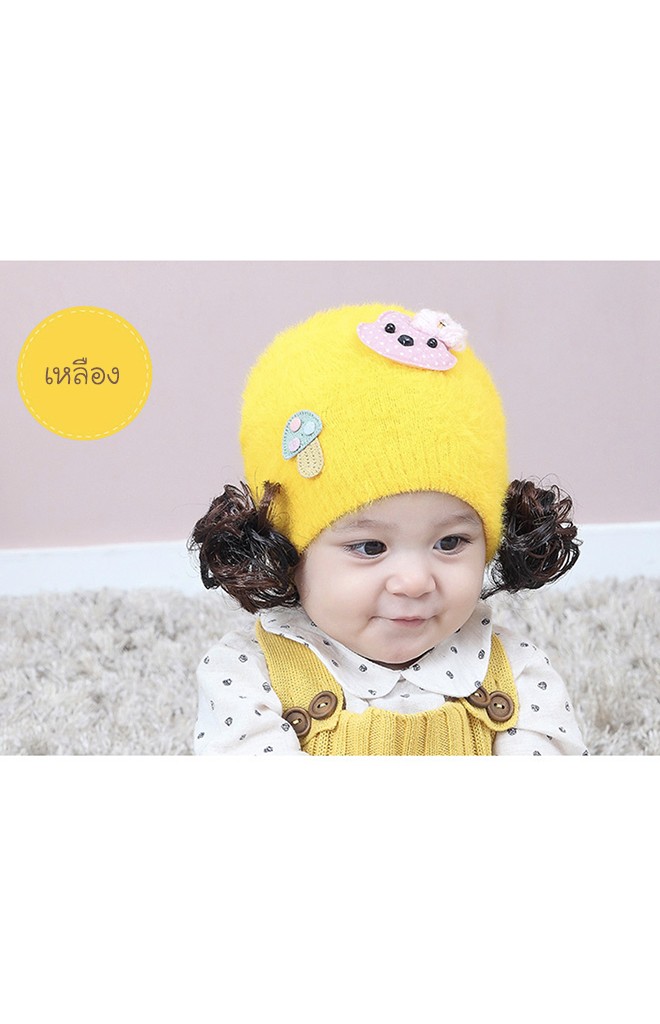 หมวกปอยผมไหมพรมกำมะหยี่ แต่งรูปกระต่ายน้อย TIANYIBEAR