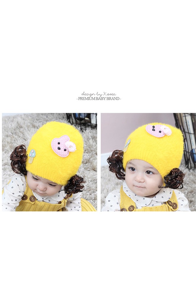 หมวกปอยผมไหมพรมกำมะหยี่ แต่งรูปกระต่ายน้อย TIANYIBEAR