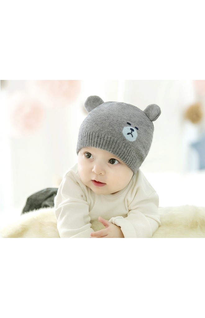 หมวกบีนนี่เด็กลายหน้าหมีน้อยแต่งหูน่ารัก จาก GZMM