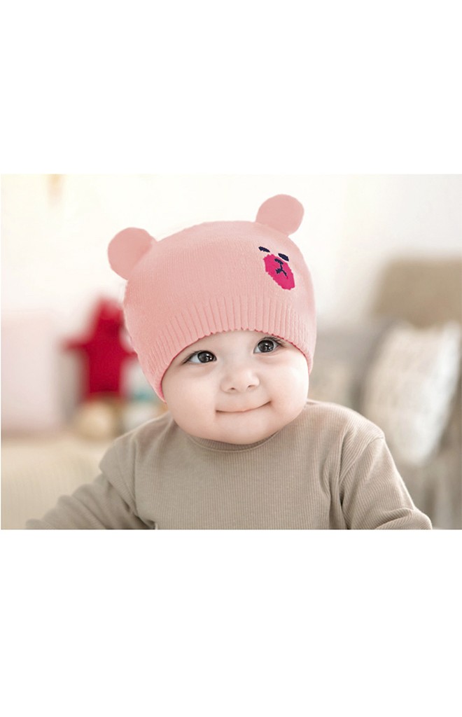 หมวกบีนนี่เด็กลายหน้าหมีน้อยแต่งหูน่ารัก จาก GZMM