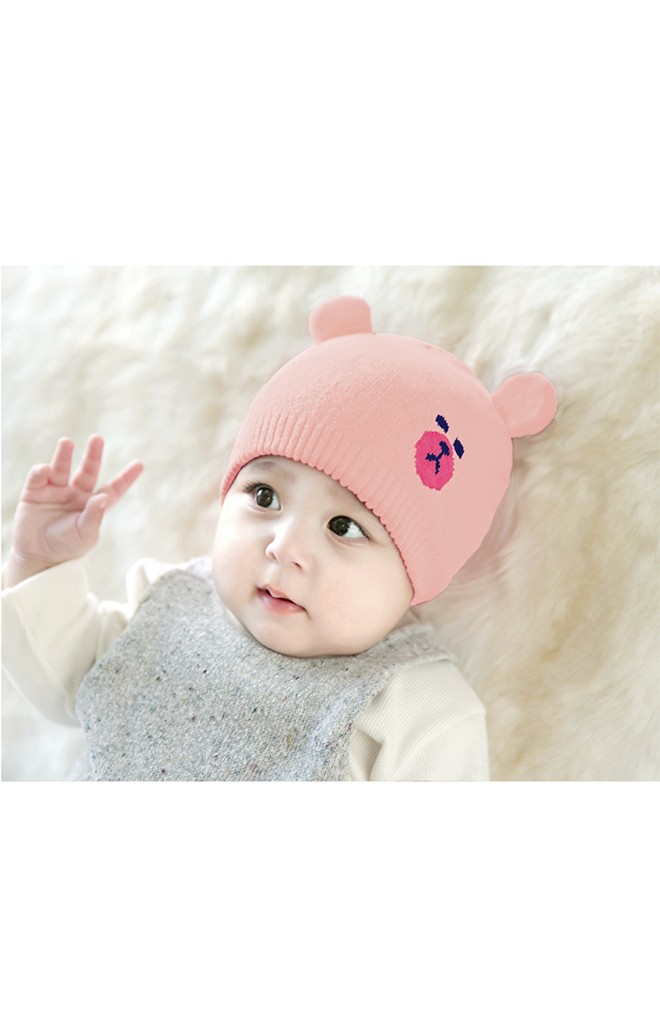 หมวกบีนนี่เด็กลายหน้าหมีน้อยแต่งหูน่ารัก จาก GZMM