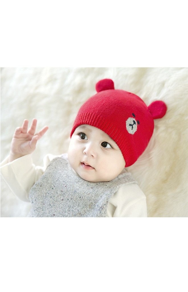 หมวกบีนนี่เด็กลายหน้าหมีน้อยแต่งหูน่ารัก จาก GZMM