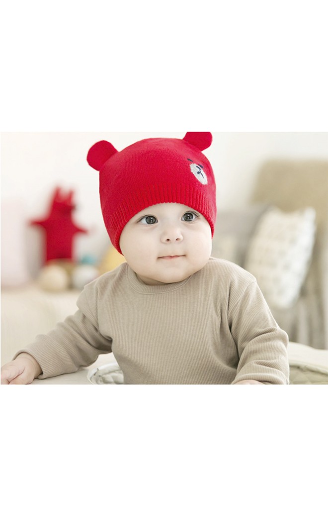 หมวกบีนนี่เด็กลายหน้าหมีน้อยแต่งหูน่ารัก จาก GZMM