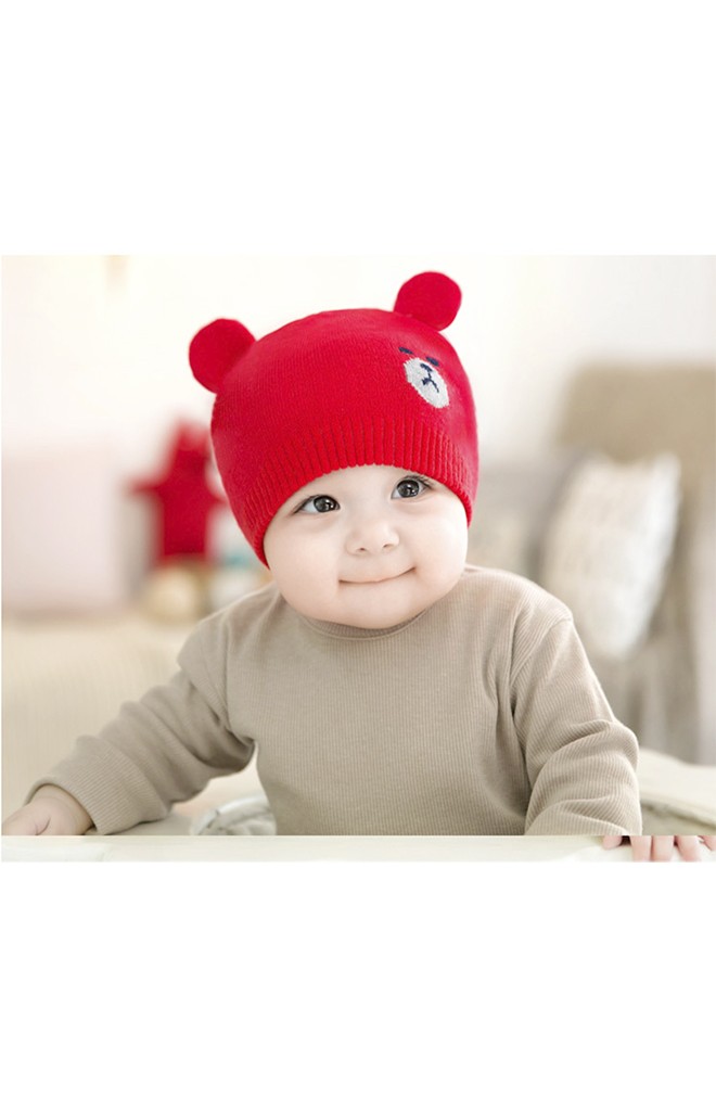 หมวกบีนนี่เด็กลายหน้าหมีน้อยแต่งหูน่ารัก จาก GZMM