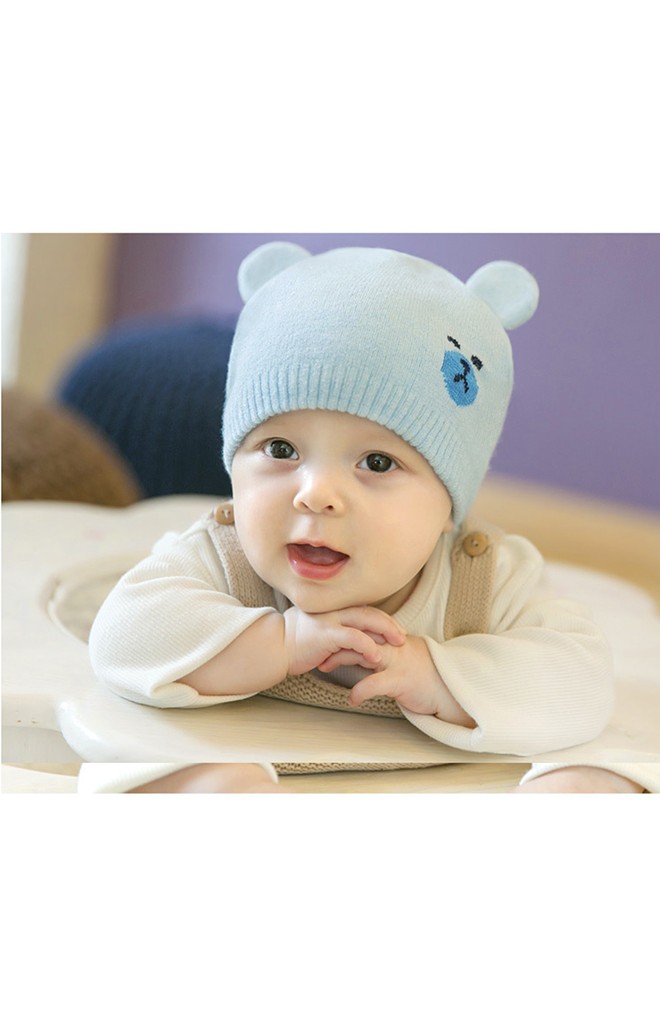 หมวกบีนนี่เด็กลายหน้าหมีน้อยแต่งหูน่ารัก จาก GZMM