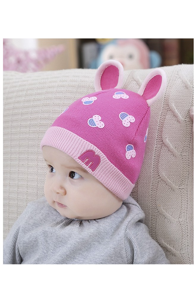 หมวกไหมพรมลายมิกกี้แต่งหูน่ารักๆ แต่งอักษร M