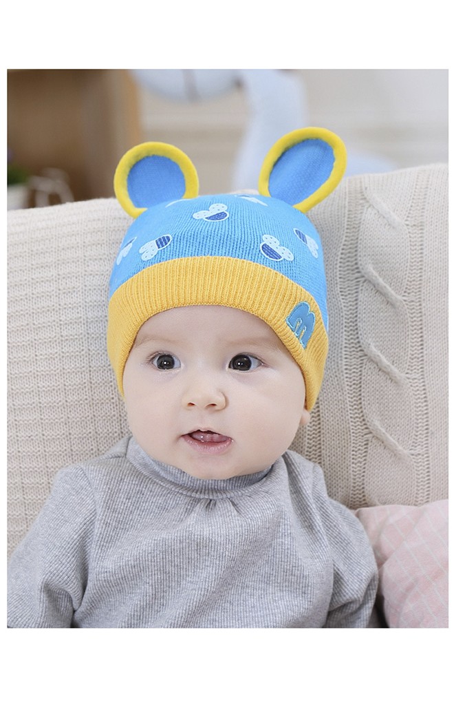 หมวกไหมพรมลายมิกกี้แต่งหูน่ารักๆ แต่งอักษร M