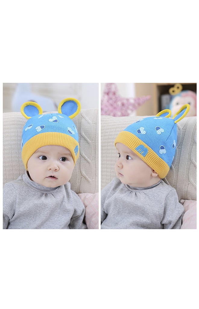 หมวกไหมพรมลายมิกกี้แต่งหูน่ารักๆ แต่งอักษร M