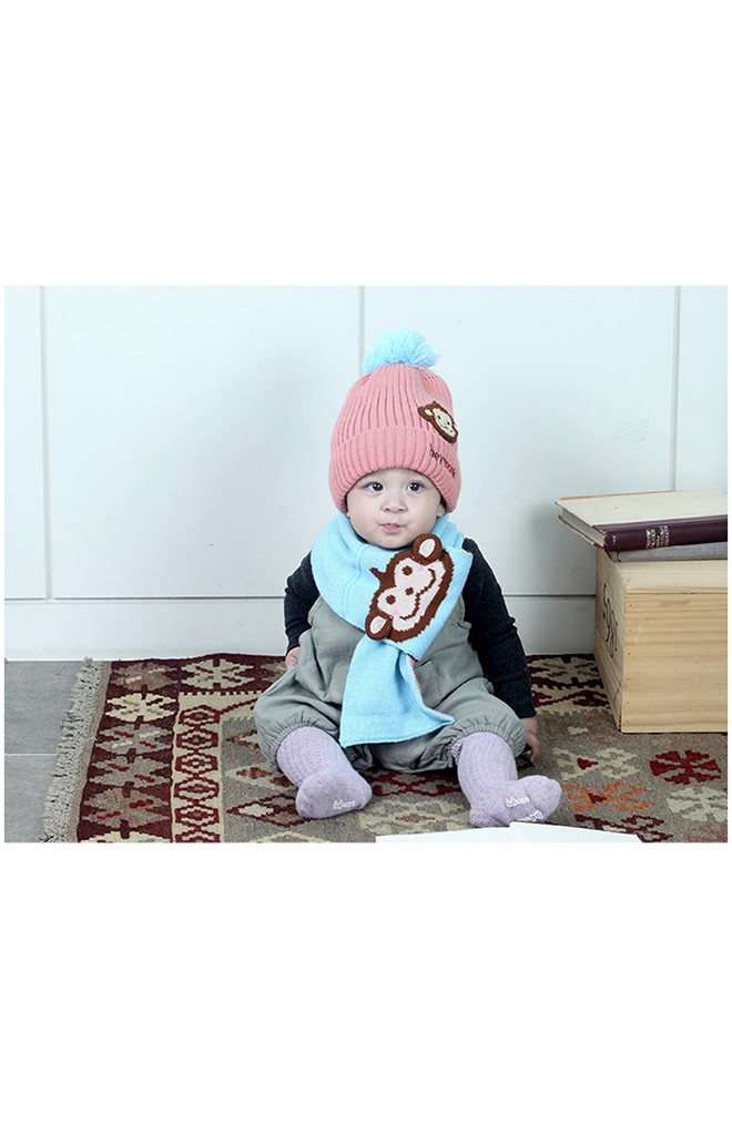 เซ็ตหมวกไหมพรมพร้อมผ้าพันคอลิงจ๋อ ปัก heymonk