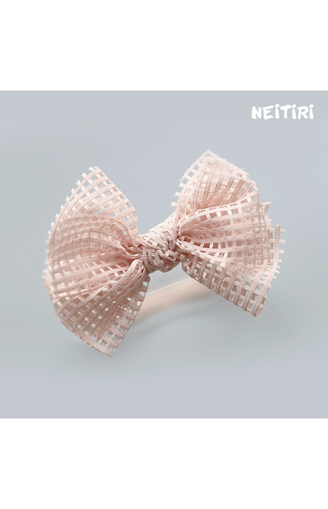 สายคาดผมโบว์ใหญ่ผ้าตารางฉลุ Angel Neitiri