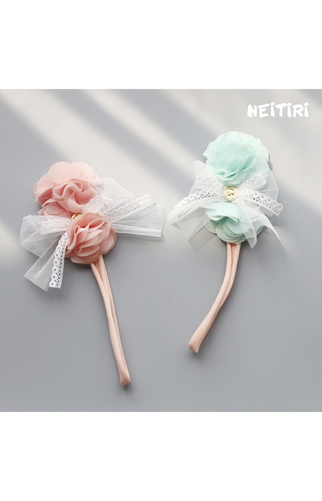 สายคาดผมโบว์กลีบซ้อนแต่งโบว์ขาว Angel Neitiri