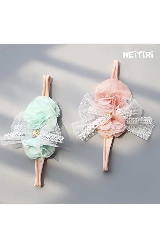 สายคาดผมโบว์กลีบซ้อนแต่งโบว์ขาว Angel Neitiri
