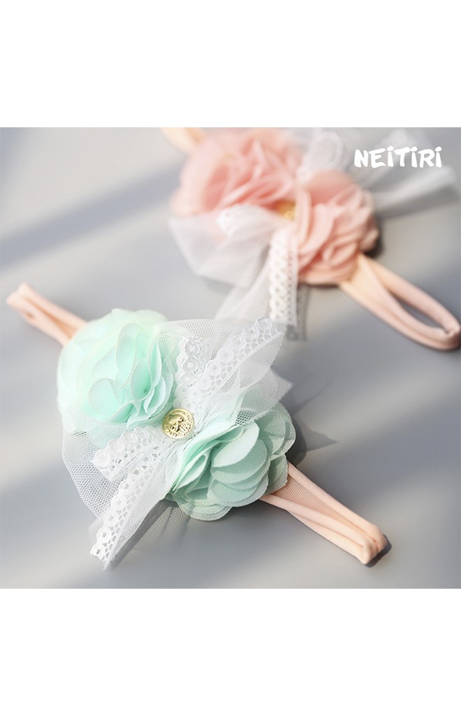 สายคาดผมโบว์กลีบซ้อนแต่งโบว์ขาว Angel Neitiri