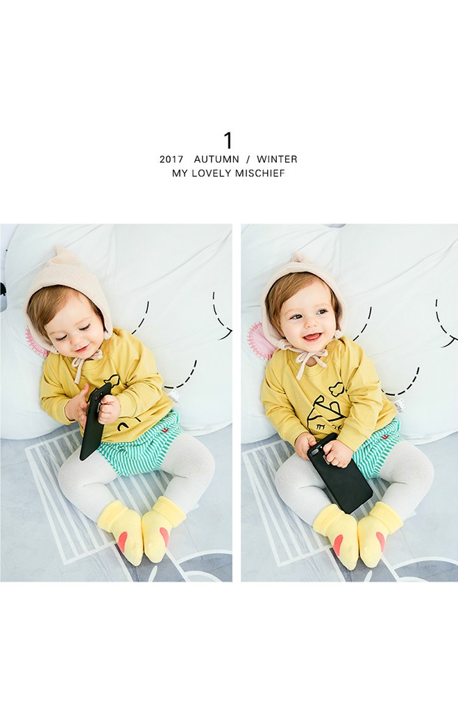ถุงเท้าเด็กแบบหนาลายหัวใจแพ็ค 3 คู่ 3 สี แบบข้อสั้น