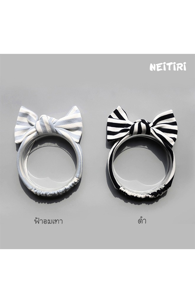 ผ้าคาดผมโบว์ใหญ่ลายทาง จาก Angel Neitiri