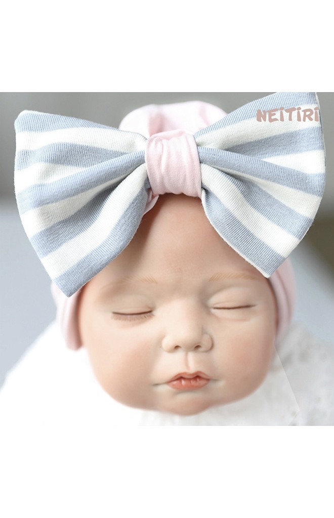 หมวกสาวน้อยแต่งโบว์ใหญ่ลายทาง Angel Neitiri