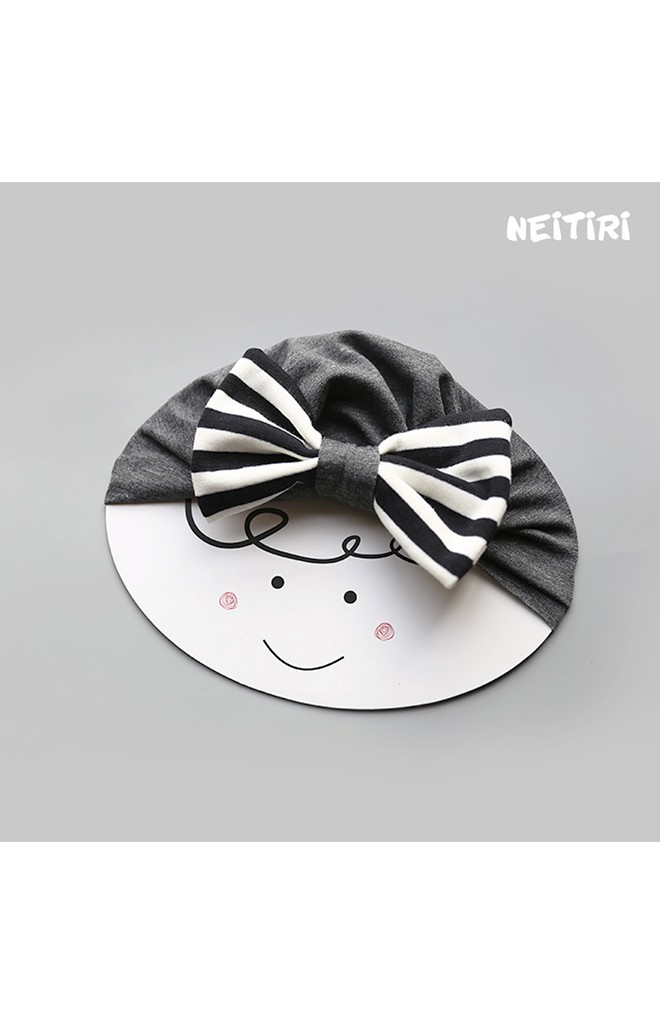 หมวกสาวน้อยแต่งโบว์ใหญ่ลายทาง Angel Neitiri
