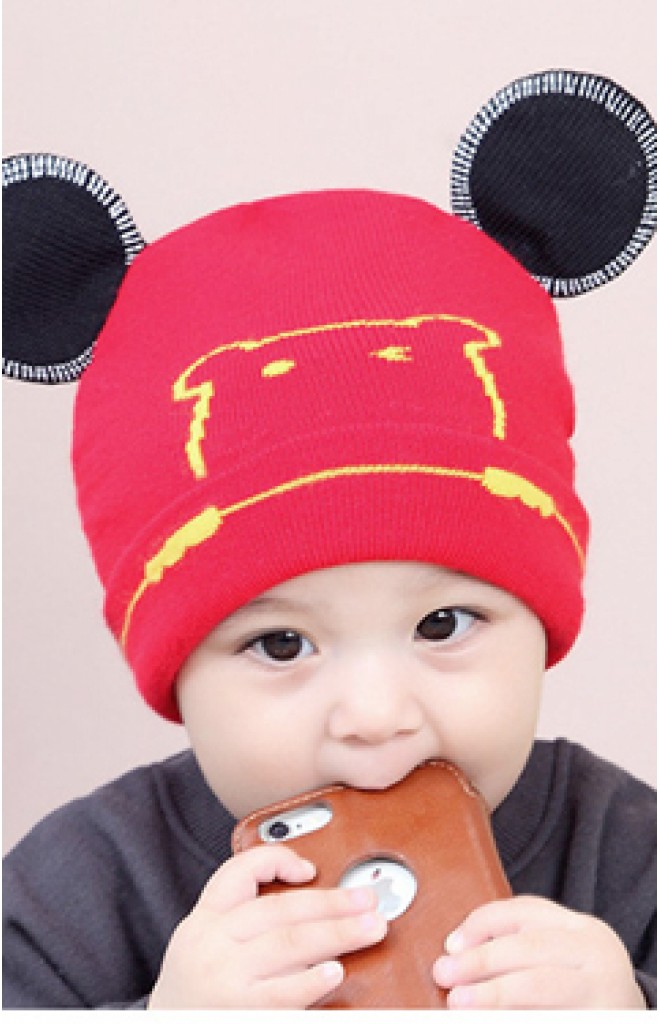 หมวกบีนนี่หน้าหมีน้อยแต่งหูมิกกี้ หมวกบีนนี่หน้าหมีน้อยแต่งหูมิกกี้