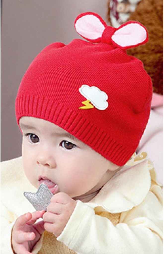 หมวกบีนนี่ด้านบนแต่งโบว์น่ารัก หมวกบีนนี่ด้านบนแต่งโบว์น่ารัก