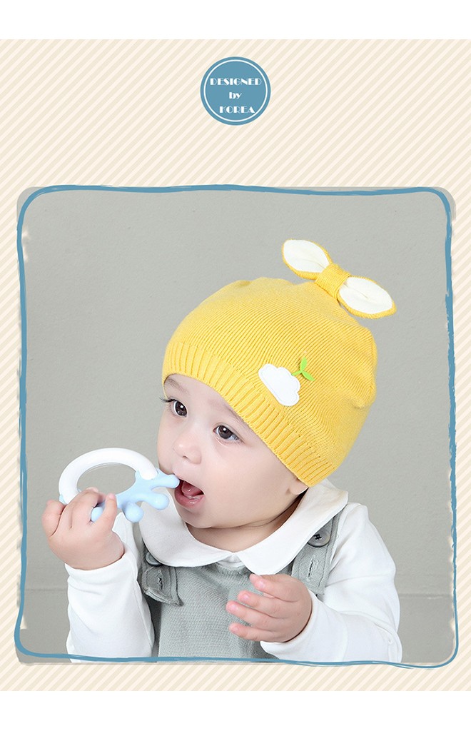 หมวกบีนนี่ด้านบนแต่งโบว์น่ารัก