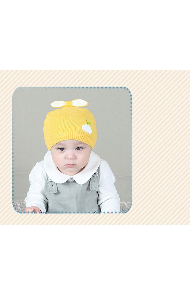 หมวกบีนนี่ด้านบนแต่งโบว์น่ารัก