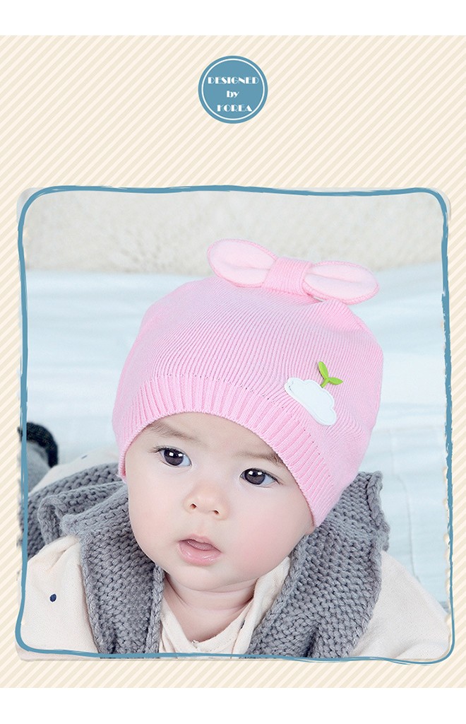 หมวกบีนนี่ด้านบนแต่งโบว์น่ารัก