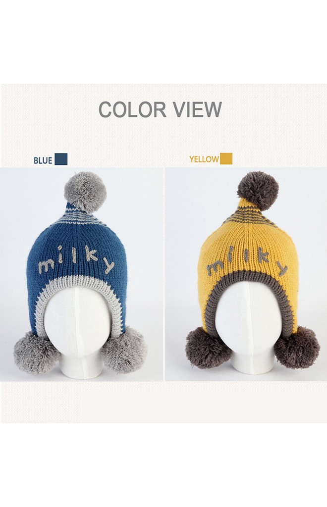 หมวกไหมพรม milky แต่งปอมปอม