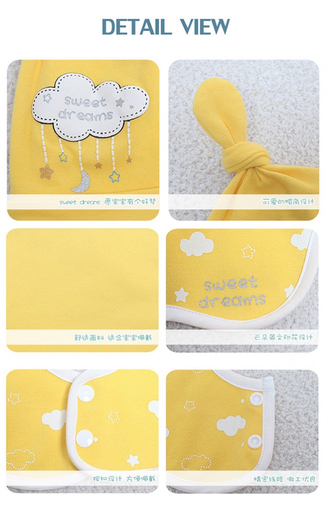 เซ็ตหมวกพร้อมผ้ากันเปื้อน sweet dreams เมฆและดวงดาว จาก YOYOTREE