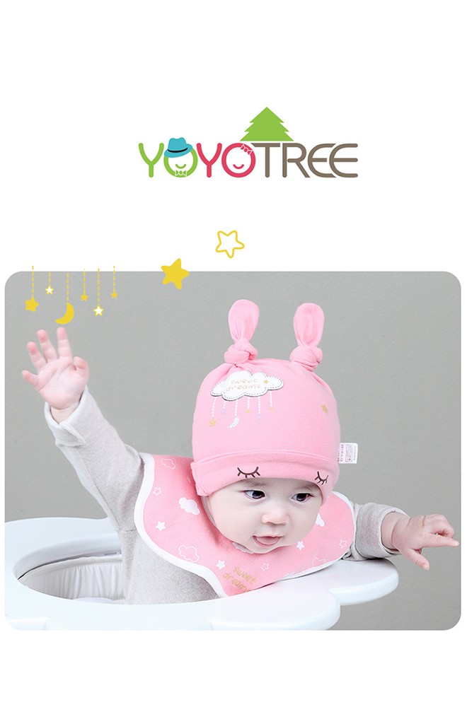 เซ็ตหมวกพร้อมผ้ากันเปื้อน sweet dreams เมฆและดวงดาว จาก YOYOTREE