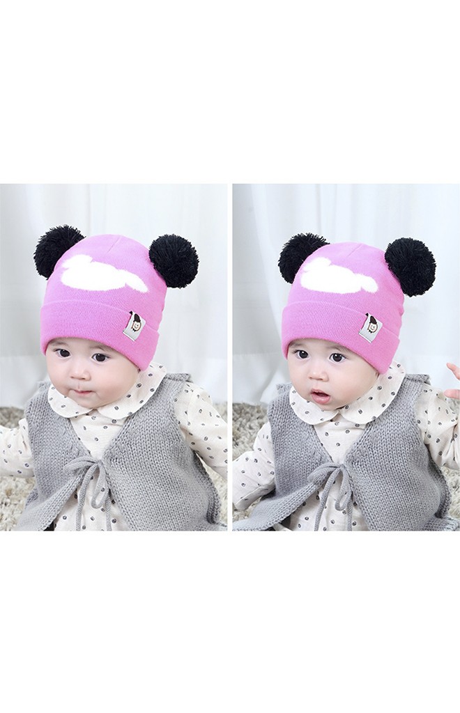หมวกบีนนี่ลายมิกกี้แต่งหูปอมปอม TIANYIBEAR